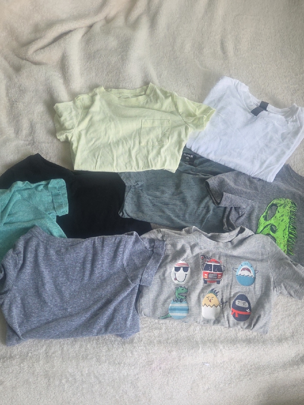 QUICK SALE  Kids Short-Sleeve Tee Lot – Yellow, White, Gray, Black, Green, Teal